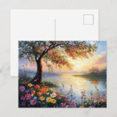 Lentebloem en boom landschap briefkaart (Voorkant / Achterkant)