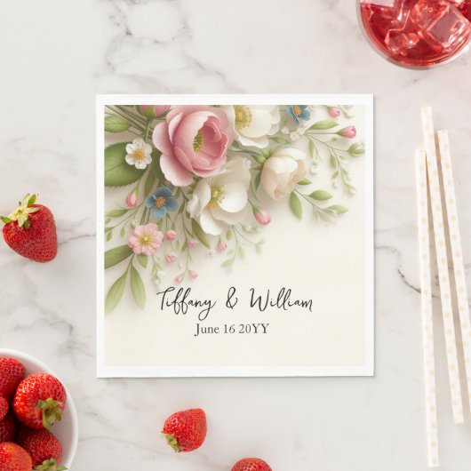  lentebloem gepersonaliseerde bruiloft servet (Insitu)