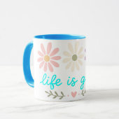 Lentebloem mok, Boho pastel bloem koffiekop, L Mok (Voorkant links)