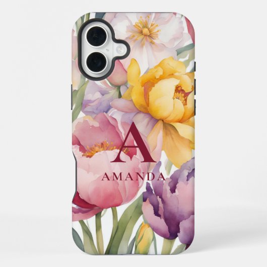 Lentebloem Monogram iPhone Hoesje (Achterkant)