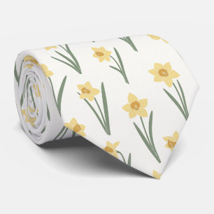 Lentebloem Narcis in Zacht Geel en Groen 1 Stropdas