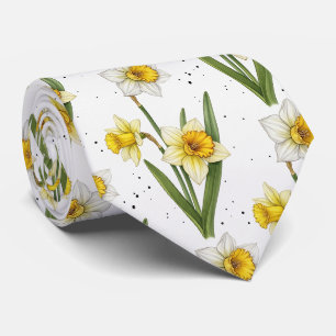 Lentebloem Narcis in Zacht Geel en Groen 2 Stropdas