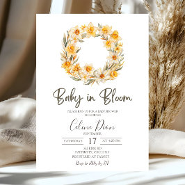 Lentebloem Narcis Krans Baby Shower  Kaart