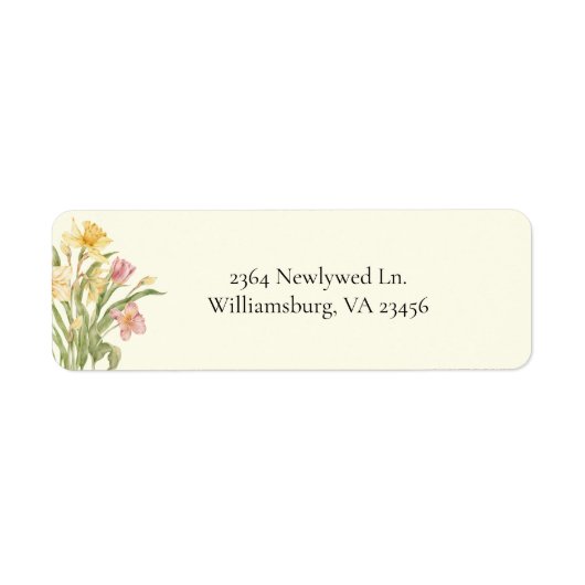 Lentebloem Narcis Trouwadreslabel Etiket (Voorkant)