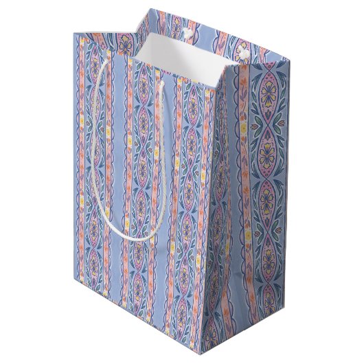 Lentebloem Streep Medium Cadeauzakje (Achterkant Gekanteld)