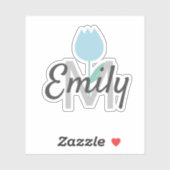 Lentebloem Tulp Monogram Aangepaste Naam Sticker (Vel)