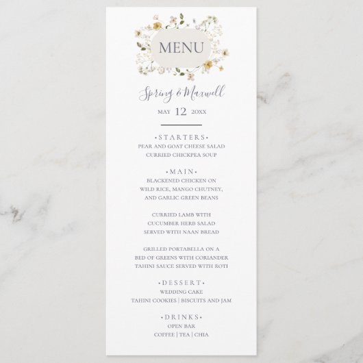 Lentebloem | White Wedding Diner Menu (Voorkant)