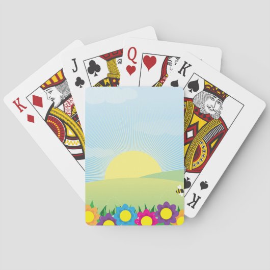 Lentebloem Zonuitbarsting met Kleurrijke Bloemen Pokerkaarten (Achterkant)