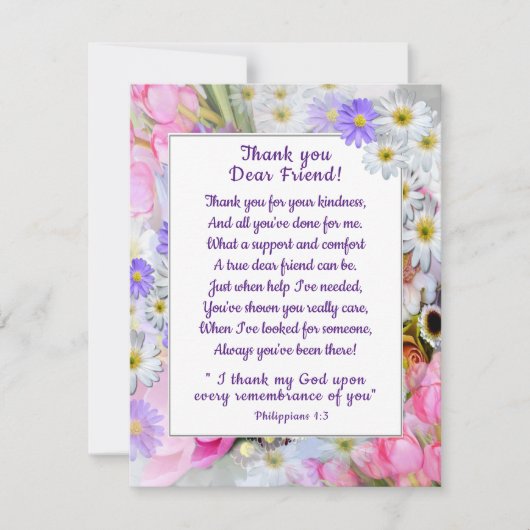 Lentebloemboeket Dankjewel Christelijke Vriendenka Kaart (Voorkant)
