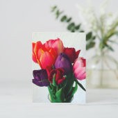 Lentebloemboeket van tulpen briefkaart (Staand voorkant)