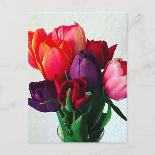 Lentebloemboeket van tulpen briefkaart (Voorkant)