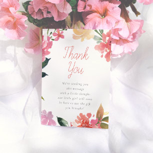 lentebloemen   Baby shower dank u Bedankkaart
