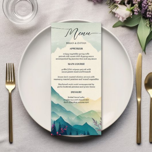 Lentebloemen Berg Bruiloft Menu