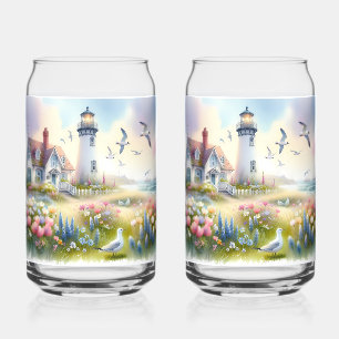 Lentebloemen bij vuurtoren Coastal Cottage Blikvorm Glas