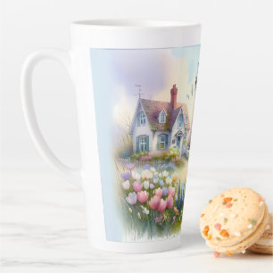 Lentebloemen bij vuurtoren Cottage aan de kust Latte Mok