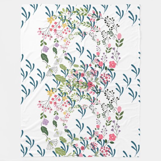 Lentebloemen + Blad Ontwerp Cadeau Fleece Deken (Voorkant)
