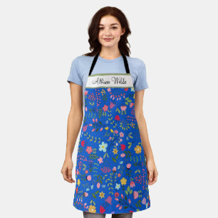 Lentebloemen Bloemen op Blauw Persoonlijk Schort