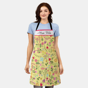 Lentebloemen Bloemen op Geel Gepersonaliseerd Schort