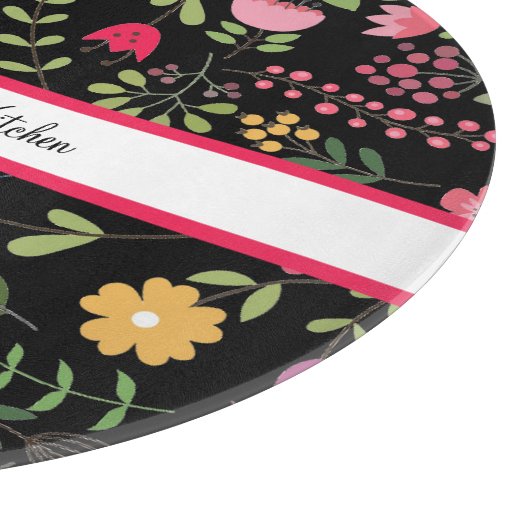 Lentebloemen Bloemen op Zwart Persoonlijk Snijplank (Hoek)