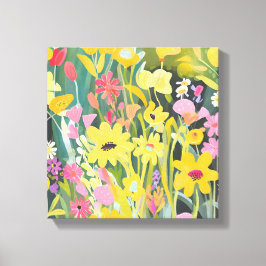 Lentebloemen | Bloemenschildering in waterverf Canvas Afdruk