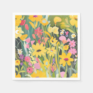 Lentebloemen   Bloemenschildering in waterverf Servet