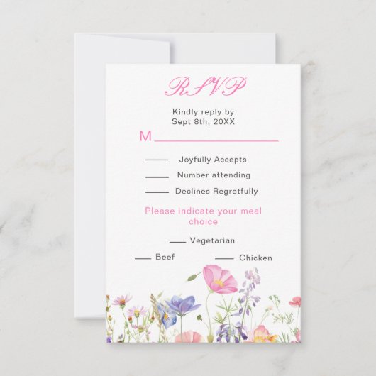 Lentebloemen bloemstuk  RSVP kaartje (Voorkant)