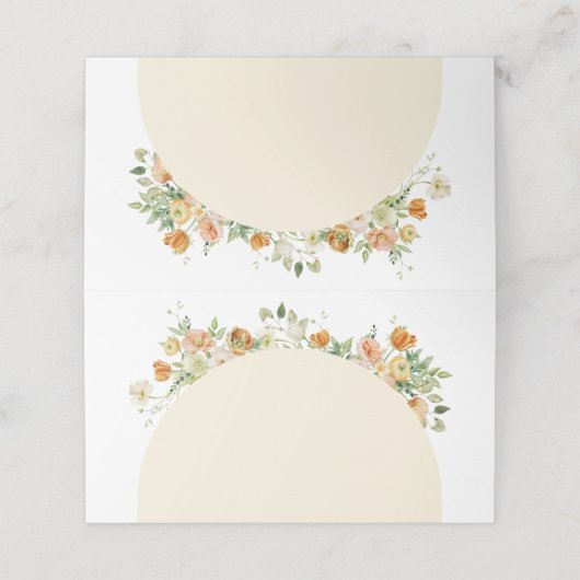 Lentebloemen Boho Boog Naam Plaatskaartje (Buitenkant ongevouwen)