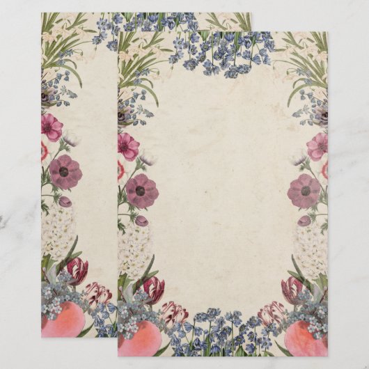  lentebloemen briefpapier (Voorkant / Achterkant)