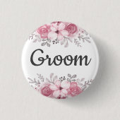 Lentebloemen bruidegom trouwfeest ronde button 3,2 cm (Voorkant)