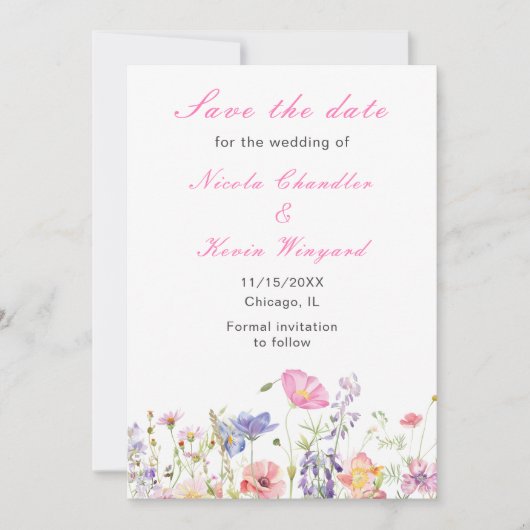 Lentebloemen bruidsboeket  save the date (Voorkant)
