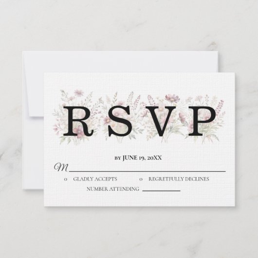 Lentebloemen bruiloft RSVP kaart (Voorkant)