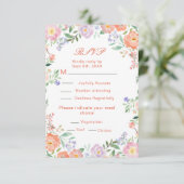 Lentebloemen Bruiloft RSVP Kaartje (Staand voorkant)