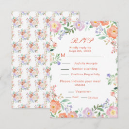 Lentebloemen Bruiloft RSVP Kaartje