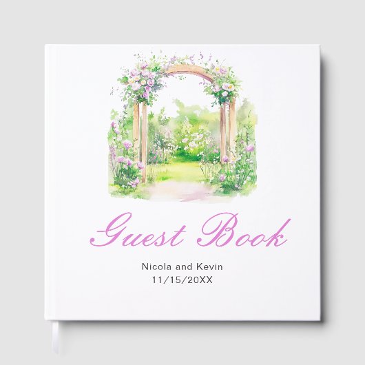 Lentebloemen Bruiloftsboog Gastenboek (Voorkant)