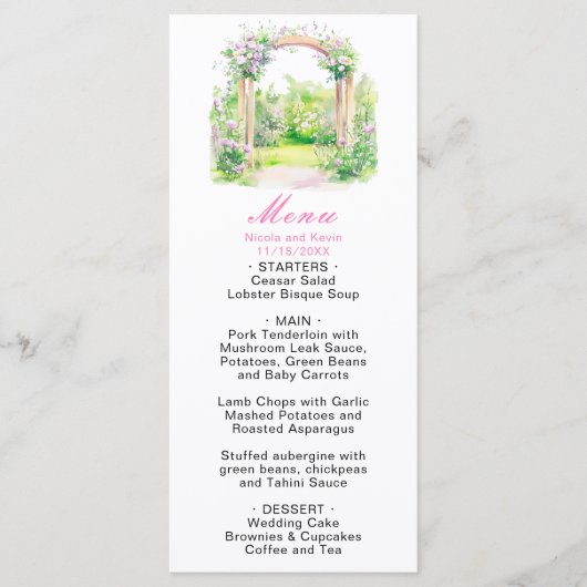 Lentebloemen Bruiloftsboog Menu (Voorkant)