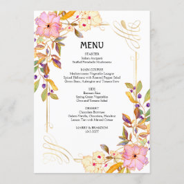 Lentebloemen Bruiloftsmenu kaart