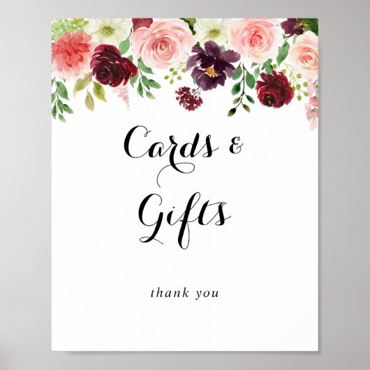 Lentebloemen Calligrafie Kaarten en Cadeaus Bord Poster (Voorkant)