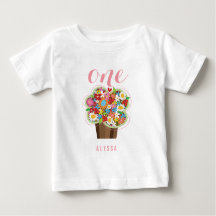 Lentebloemen Cupcake Meisje 1e Verjaardagsfeestje
