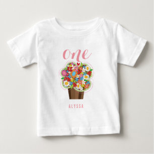 Lentebloemen Cupcake Meisje 1e Verjaardagsfeestje