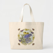 Lentebloemen custom naam boodschappentas grote tote bag (Voorkant)