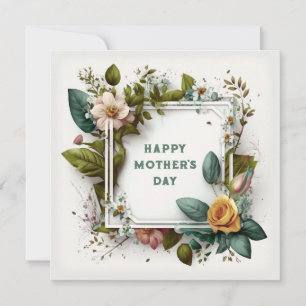 Lentebloemen Elegante Kader Moederdagkaart Feestdagenkaart