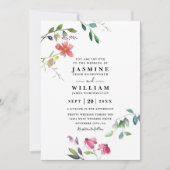 Lentebloemen Elegante Moderne QR Code Bruiloft Kaart (Voorkant)