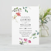 Lentebloemen Elegante Moderne QR Code Bruiloft Kaart (Staand voorkant)
