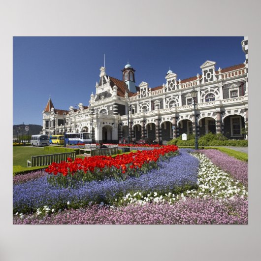 Lentebloemen en historisch station, poster (Voorkant)