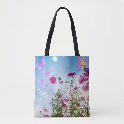 Lentebloemen en vlinder tote bag (Voorkant)