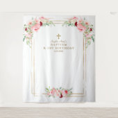 Lentebloemen Fotocabine Eerste Verjaardag Doop Wandkleed (Voorkant)