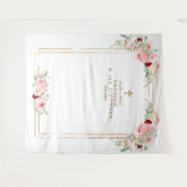 Lentebloemen Fotohokje Eerste Verjaardag Doop Wandkleed (Voorkant (horizontaal))