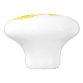 Lentebloemen geel blauw inkt en waterverf keramische knop (Zijkant)