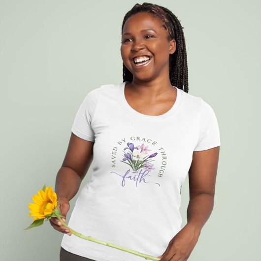 lentebloemen gered door genade door geloof t-shirt