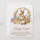 lentebloemen Happy Easter Bunny Feestdagenkaart (Voorkant)